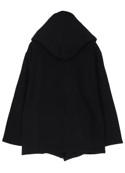 BOUCLE SINGLE JERSEY PADDED HOODED COAT
