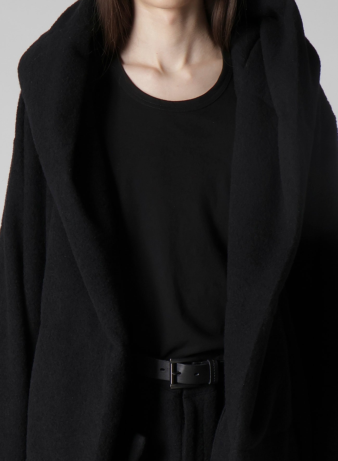 BOUCLE SINGLE JERSEY PADDED HOODED COAT