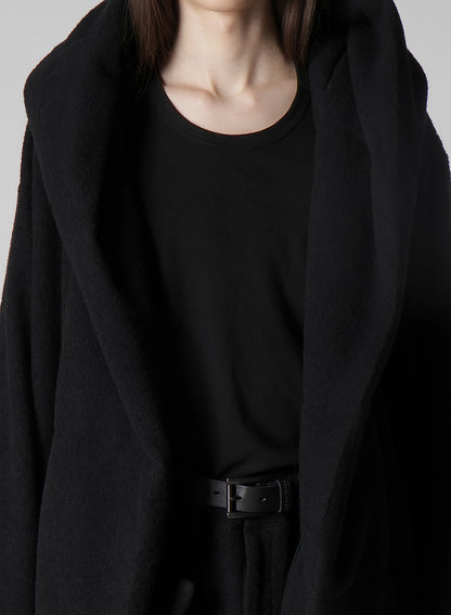 BOUCLE SINGLE JERSEY PADDED HOODED COAT