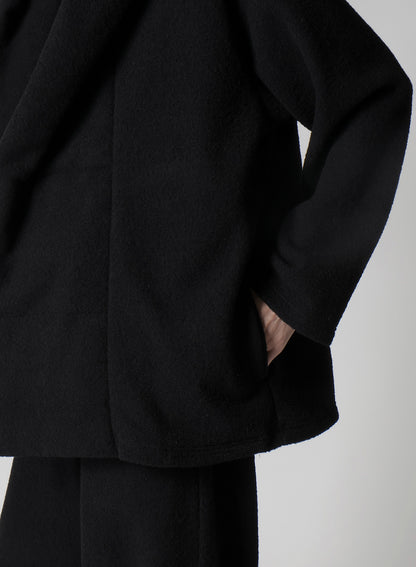 BOUCLE SINGLE JERSEY PADDED HOODED COAT