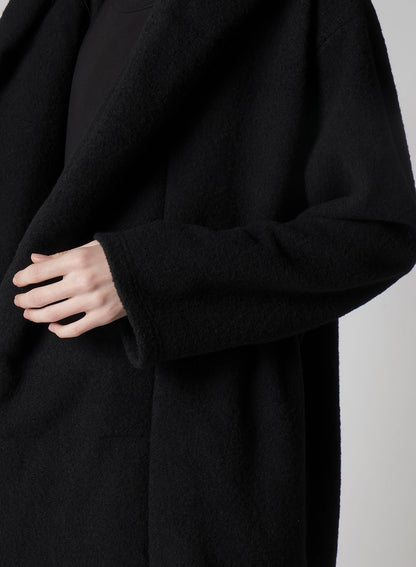 BOUCLE SINGLE JERSEY PADDED HOODED COAT