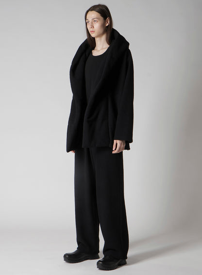 BOUCLE SINGLE JERSEY PADDED HOODED COAT