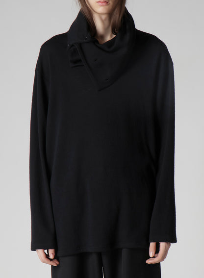 WOOL HOUNDSTOOTH JACQUARD HIGH NECK LONG SLV T