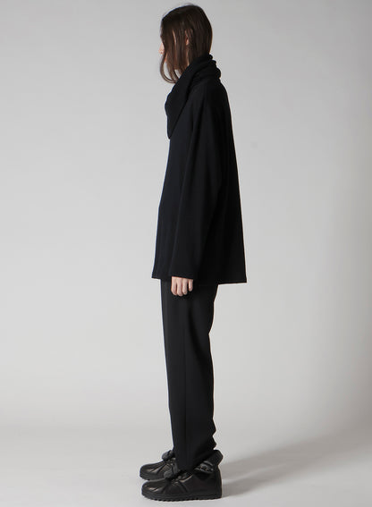 WOOL HOUNDSTOOTH JACQUARD HIGH NECK LONG SLV T