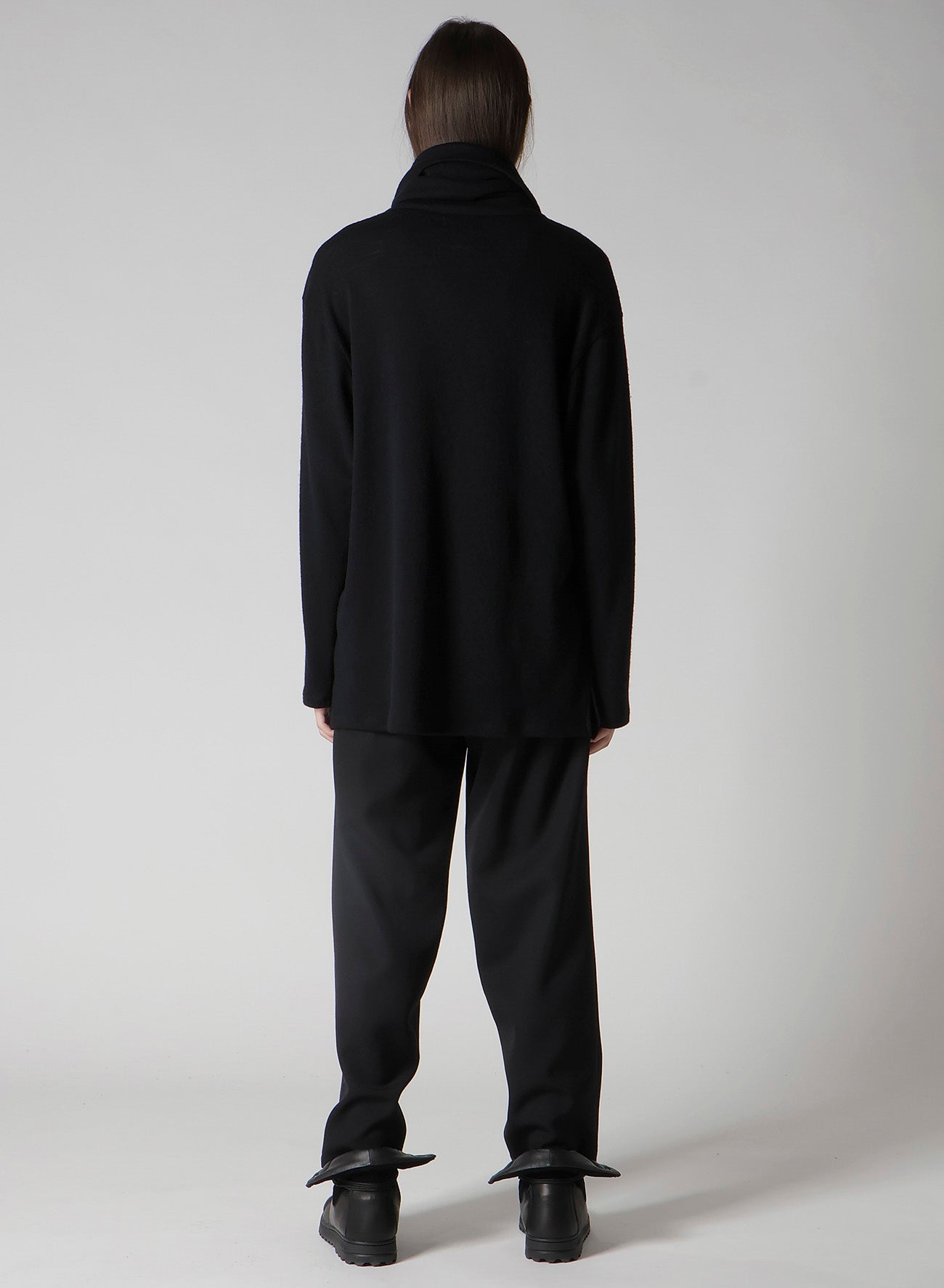 WOOL HOUNDSTOOTH JACQUARD HIGH NECK LONG SLV T
