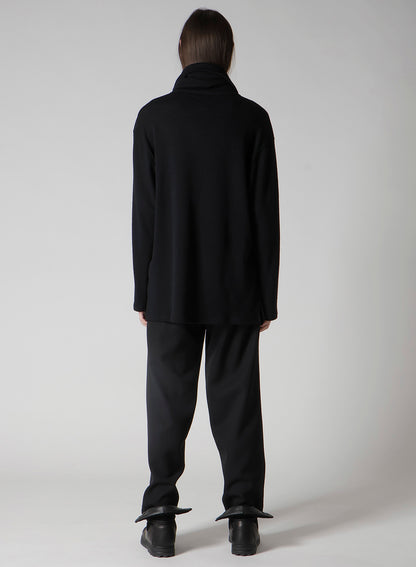 WOOL HOUNDSTOOTH JACQUARD HIGH NECK LONG SLV T