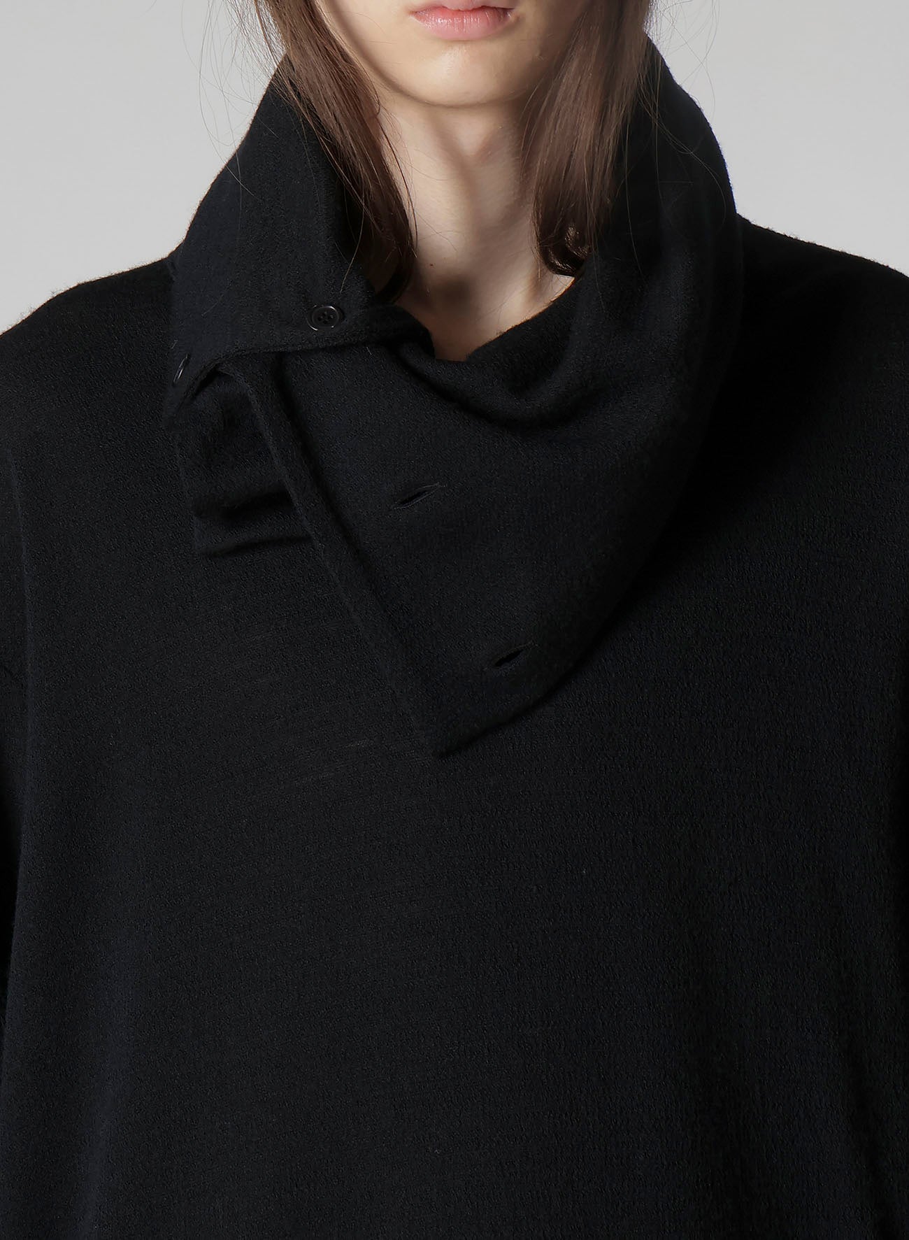 WOOL HOUNDSTOOTH JACQUARD HIGH NECK LONG SLV T
