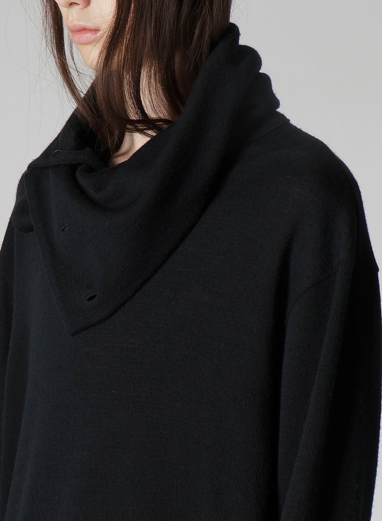 WOOL HOUNDSTOOTH JACQUARD HIGH NECK LONG SLV T
