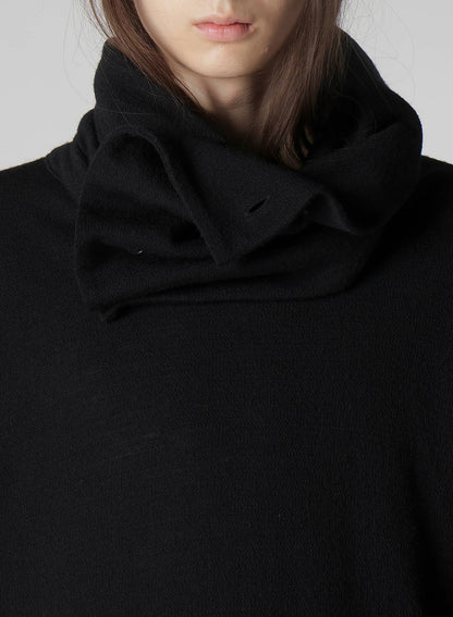WOOL HOUNDSTOOTH JACQUARD HIGH NECK LONG SLV T
