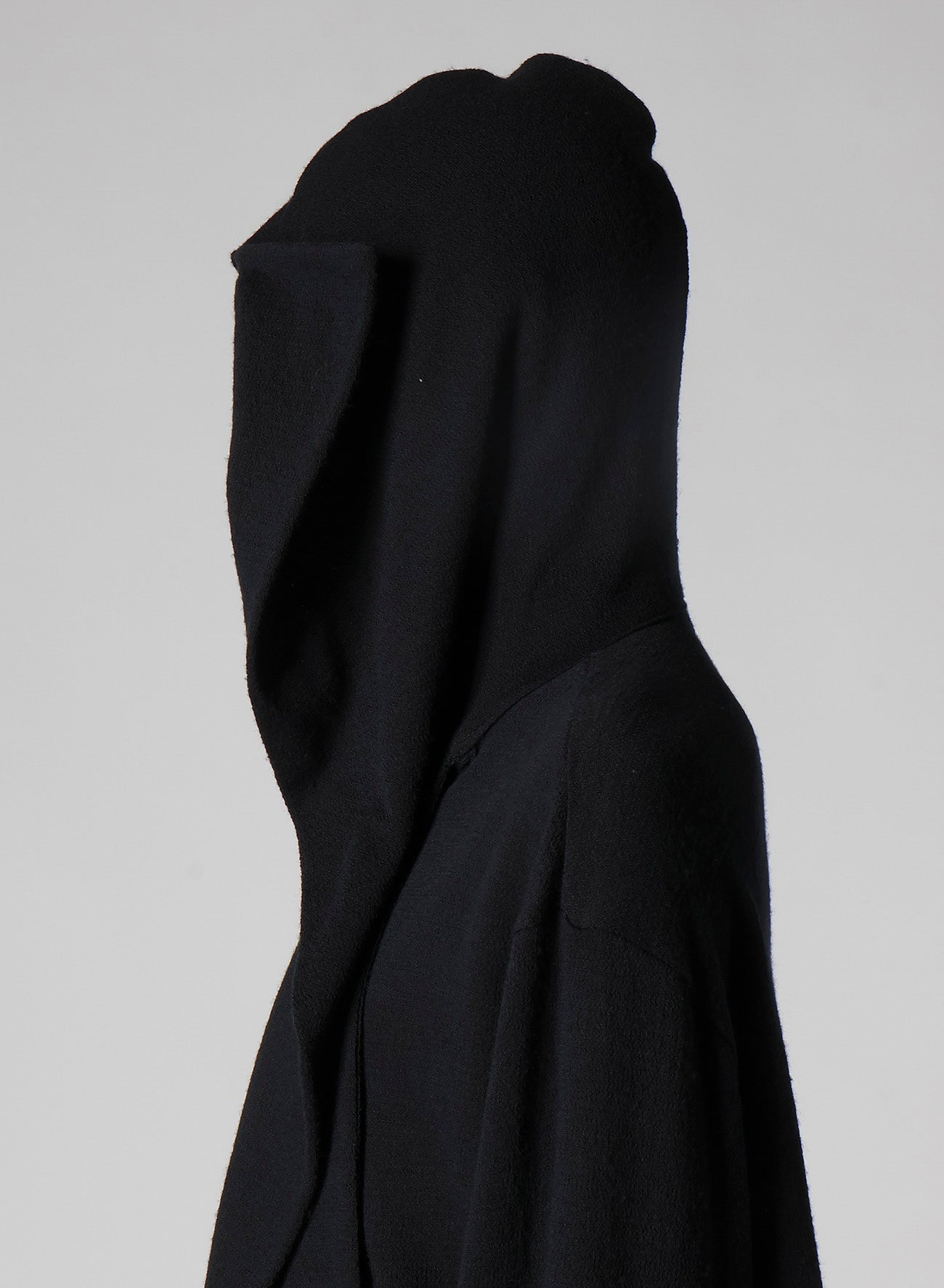 WOOL HOUNDSTOOTH JACQUARD HENLEY NECK HOOD T