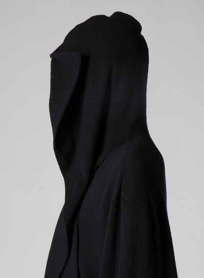 WOOL HOUNDSTOOTH JACQUARD HENLEY NECK HOOD T