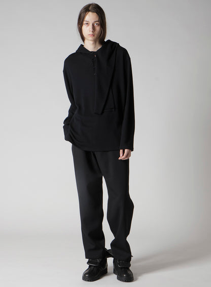 WOOL HOUNDSTOOTH JACQUARD HENLEY NECK HOOD T