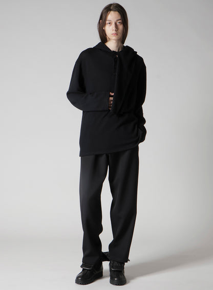 WOOL HOUNDSTOOTH JACQUARD HENLEY NECK HOOD T