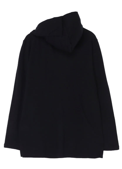 WOOL HOUNDSTOOTH JACQUARD HENLEY NECK HOOD T