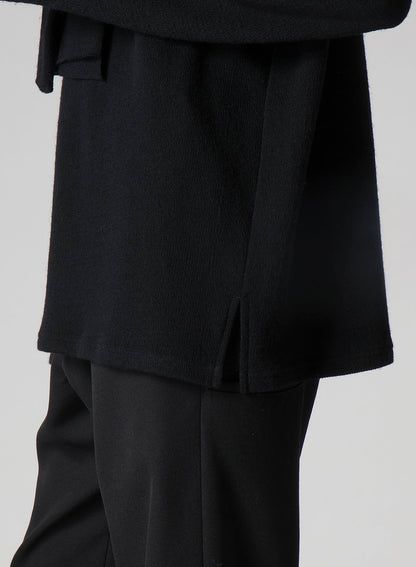 WOOL HOUNDSTOOTH JACQUARD HENLEY NECK HOOD T