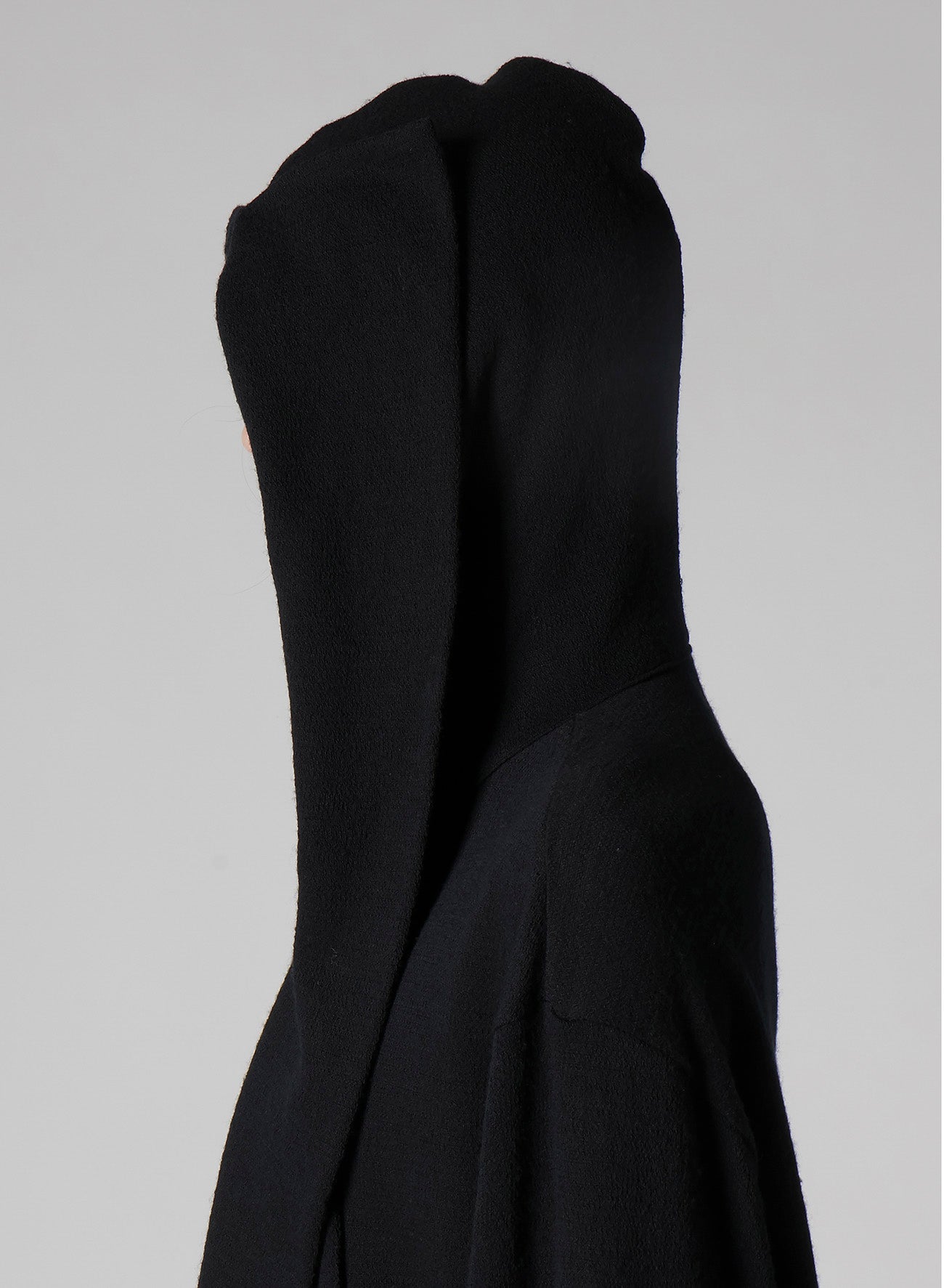 WOOL HOUNDSTOOTH JACQUARD HENLEY NECK HOOD T