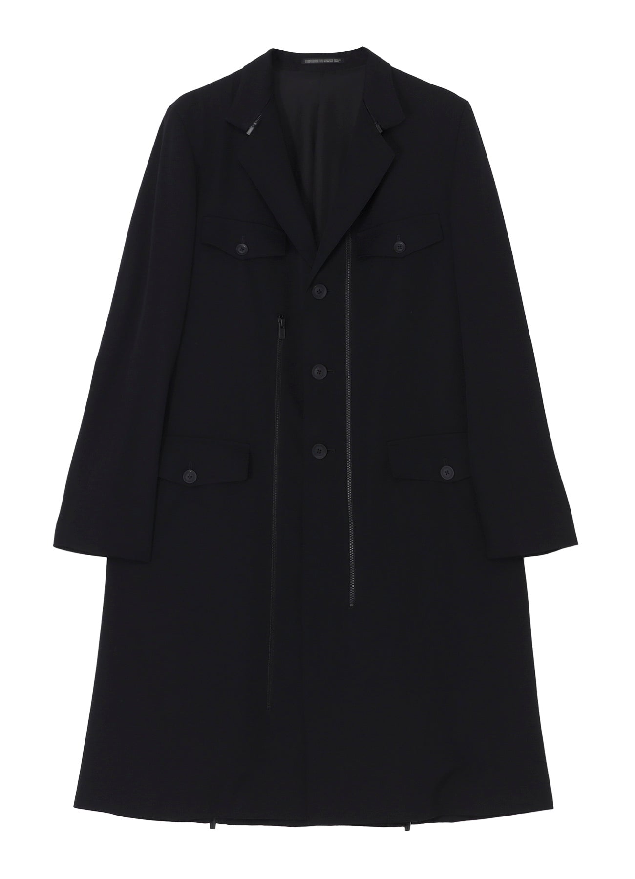 WOOL GABARDINE 3BUTTONS ZIP LONG COAT