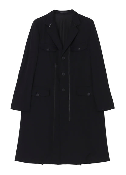 WOOL GABARDINE 3BUTTONS ZIP LONG COAT