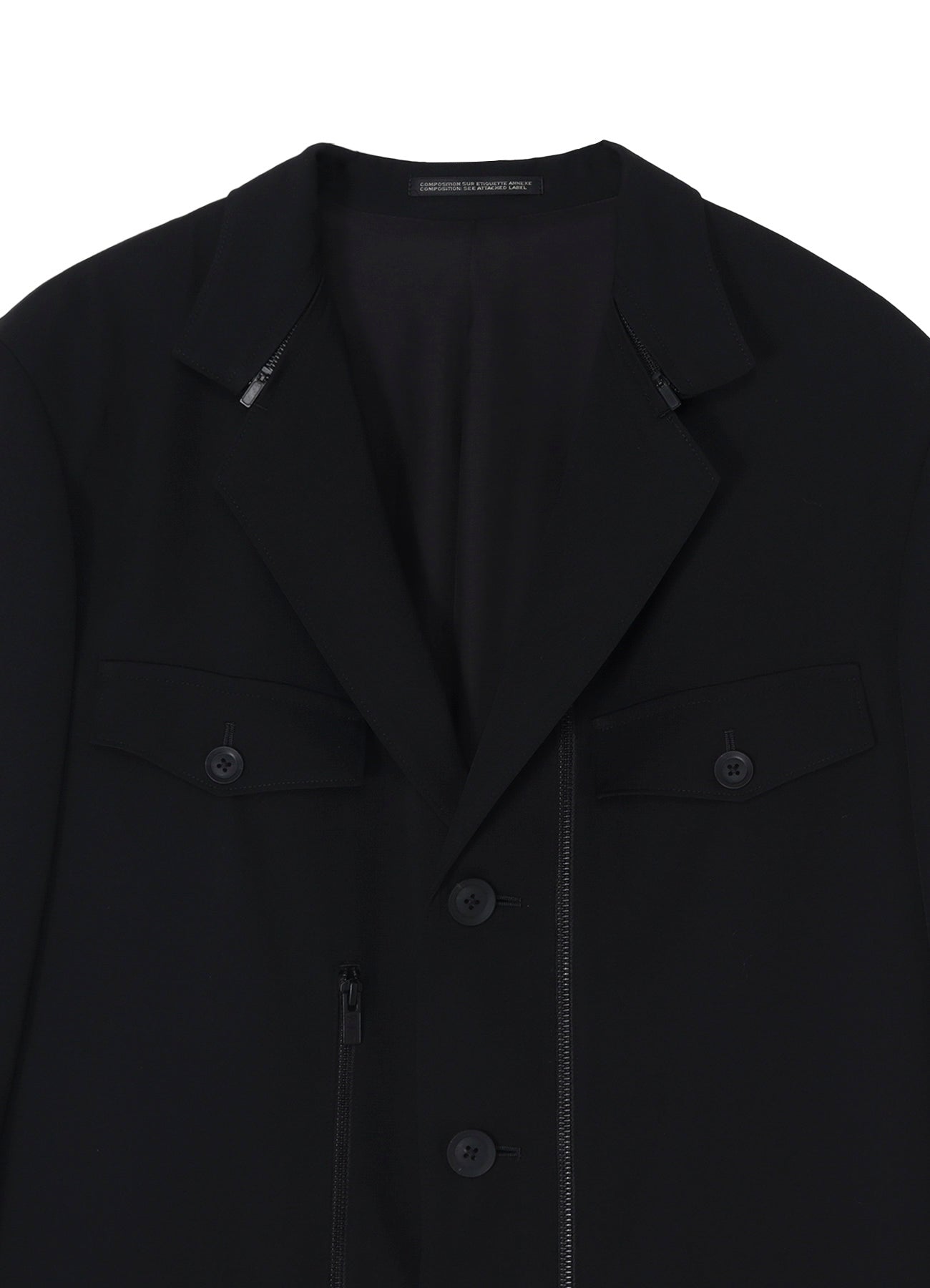 WOOL GABARDINE 3BUTTONS ZIP LONG COAT
