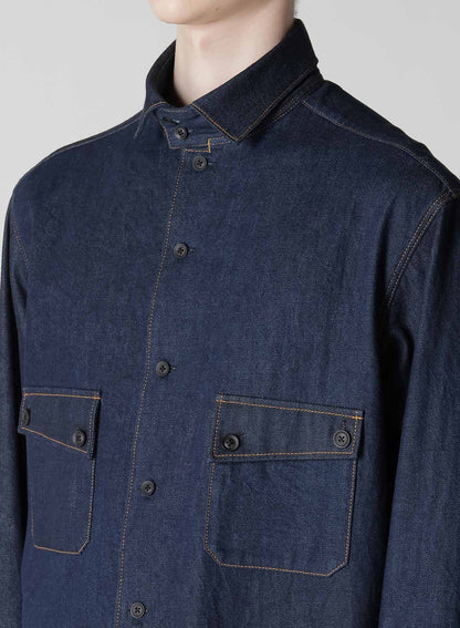 8OZ DENIM STAND COLLAR SHIRT