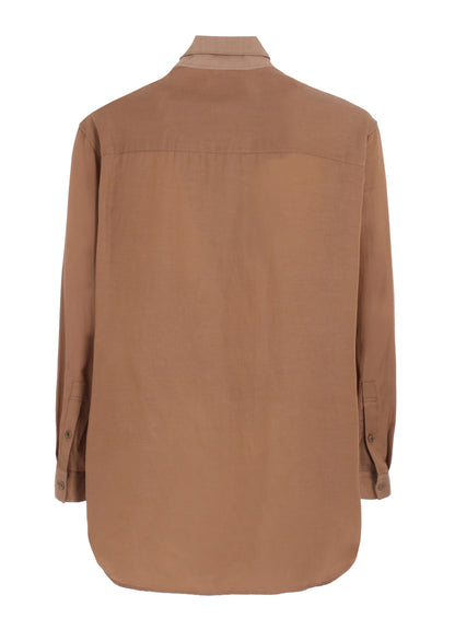 Cu/C/FLAX STAND COLLAR SHIRT