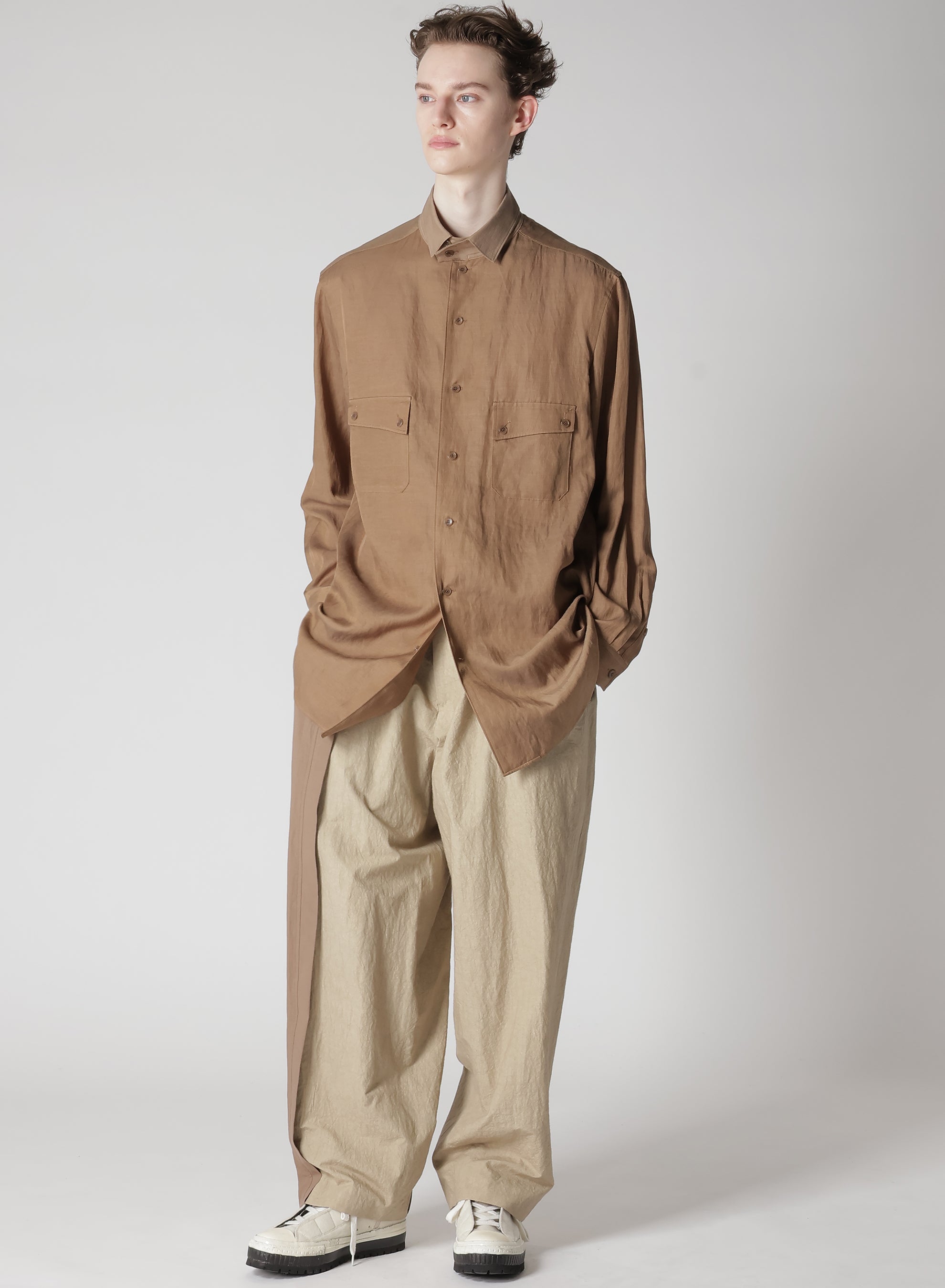 Cu/C/FLAX STAND COLLAR SHIRT – THE SHOP YOHJI YAMAMOTO