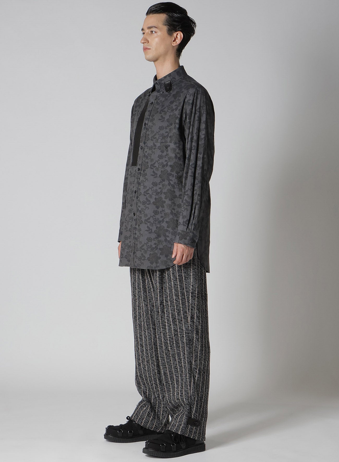 INK FLOWER DESIGN+LEATHR PANEL BLOUSE