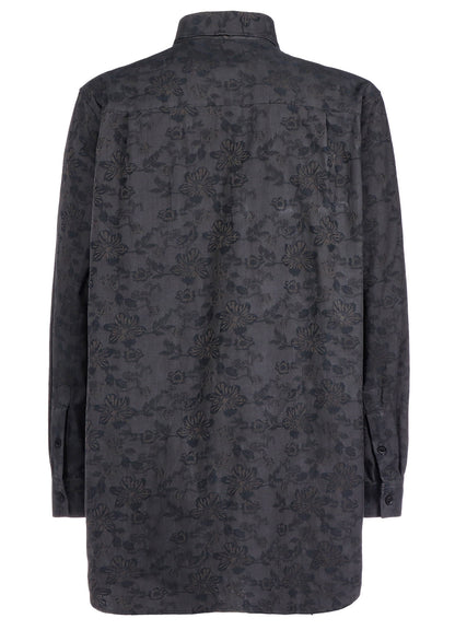 INK FLOWER DESIGN+LEATHR PANEL BLOUSE