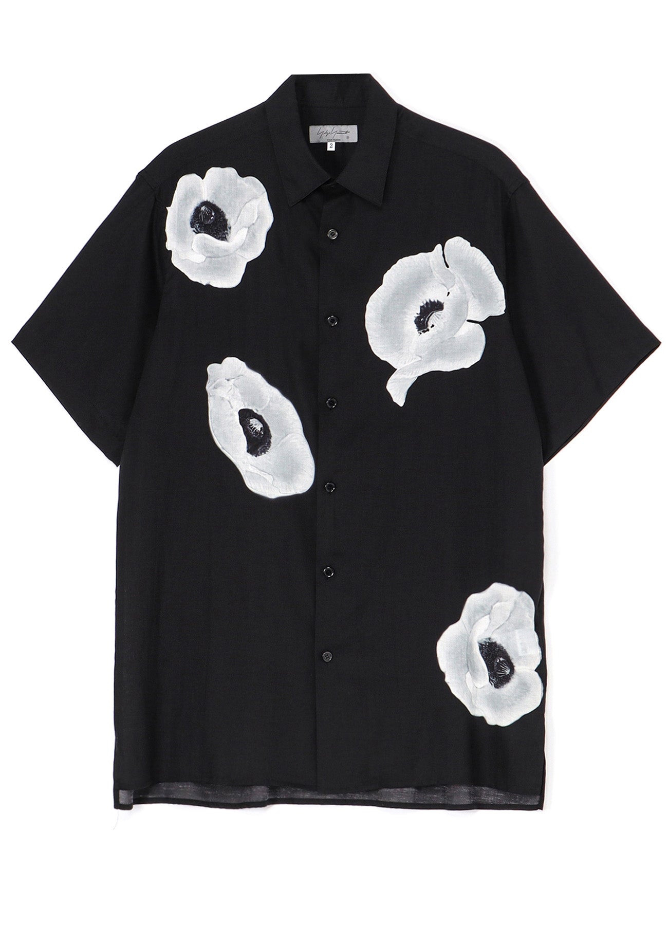 WHITE FLOWER PRINT ALOHA SHIRT