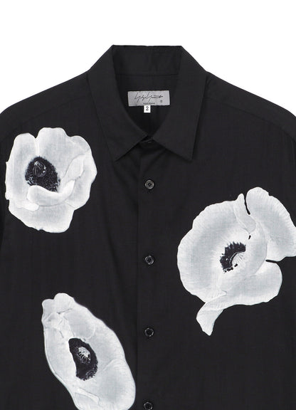 WHITE FLOWER PRINT ALOHA SHIRT