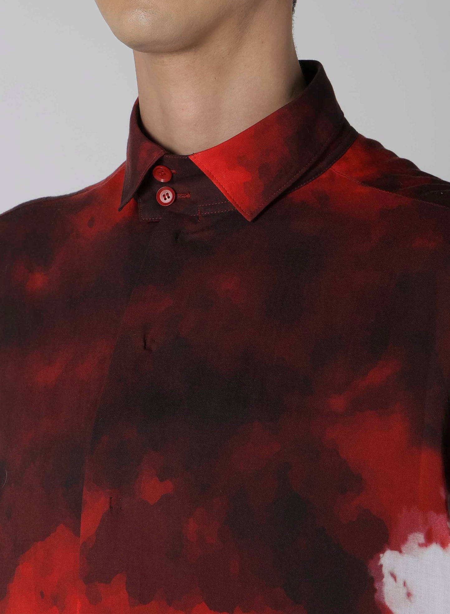 CELLULOSE UNEVEN RED BLOUSE