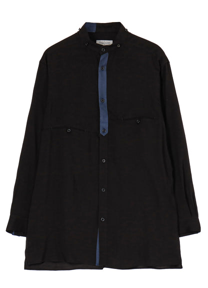 CELLULOSE LOAN CHEST PANEL BLOUSE WITH NAVY CLOTH