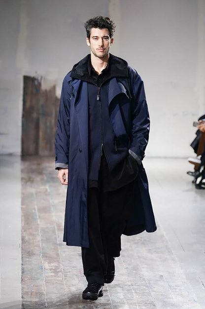 NYLON TWILL NAVY ASYMME COAT