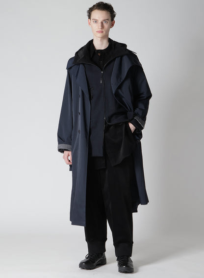 NYLON TWILL NAVY ASYMME COAT