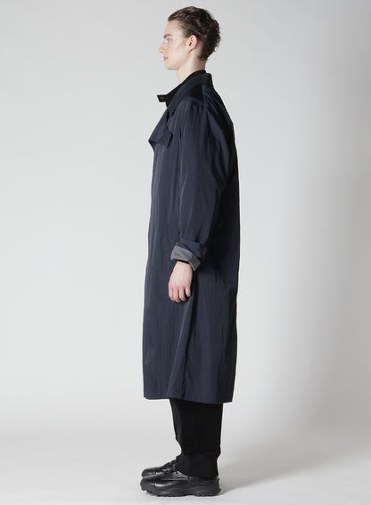 NYLON TWILL NAVY ASYMME COAT