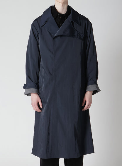 NYLON TWILL NAVY ASYMME COAT