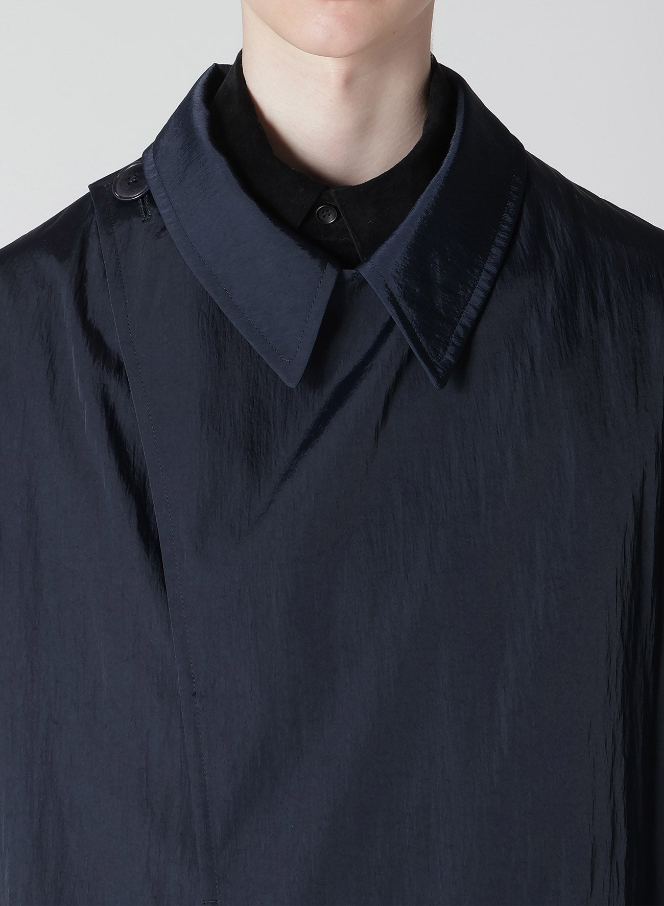 NYLON TWILL NAVY ASYMME COAT