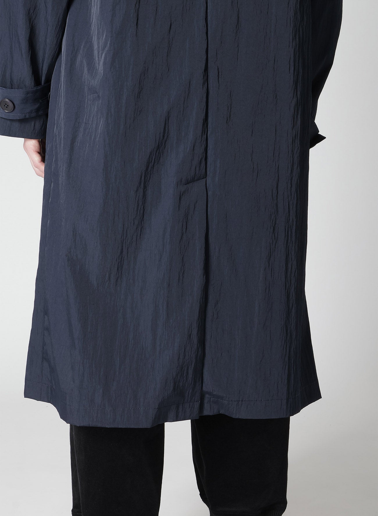 NYLON TWILL NAVY ASYMME COAT