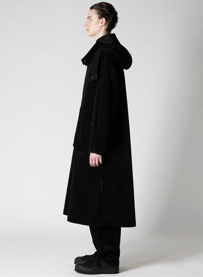 50C VELVET HOODED LONG COAT