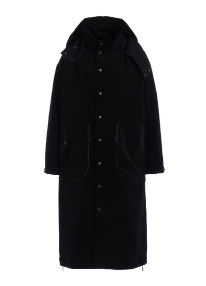 50C VELVET HOODED LONG COAT