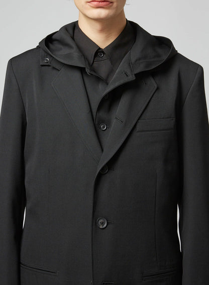 WOOL GABARDINE 5-BUTTON JACKET WITH SHOULDER TAB DETAIL