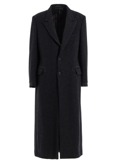 DOBBY TWEED PEAK LAPEL LONG JACKET