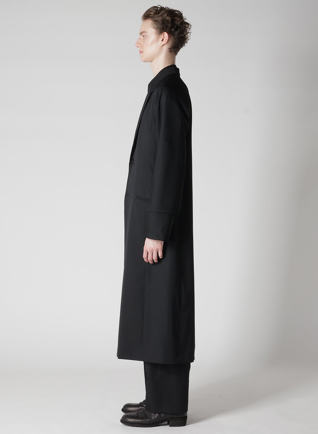 WOOL GABARDINE ROLLED UP HEM LONG JACKET