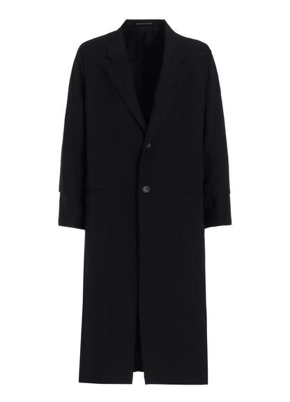 WOOL GABARDINE ROLLED UP HEM LONG JACKET