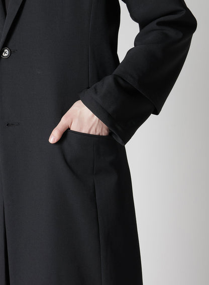 WOOL GABARDINE ROLLED UP HEM LONG JACKET