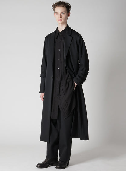 WOOL GABARDINE ROLLED UP HEM LONG JACKET