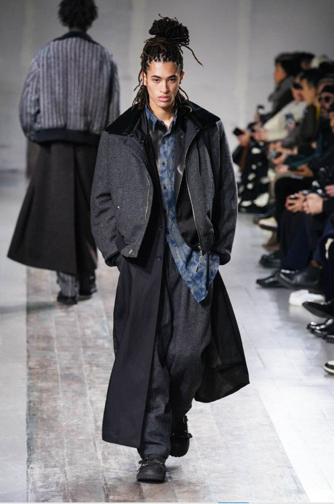 LEATHER COLLAR LONG JACKET – THE SHOP YOHJI YAMAMOTO