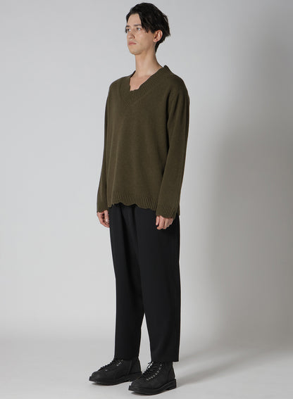 7G RIB V NECK KNIT