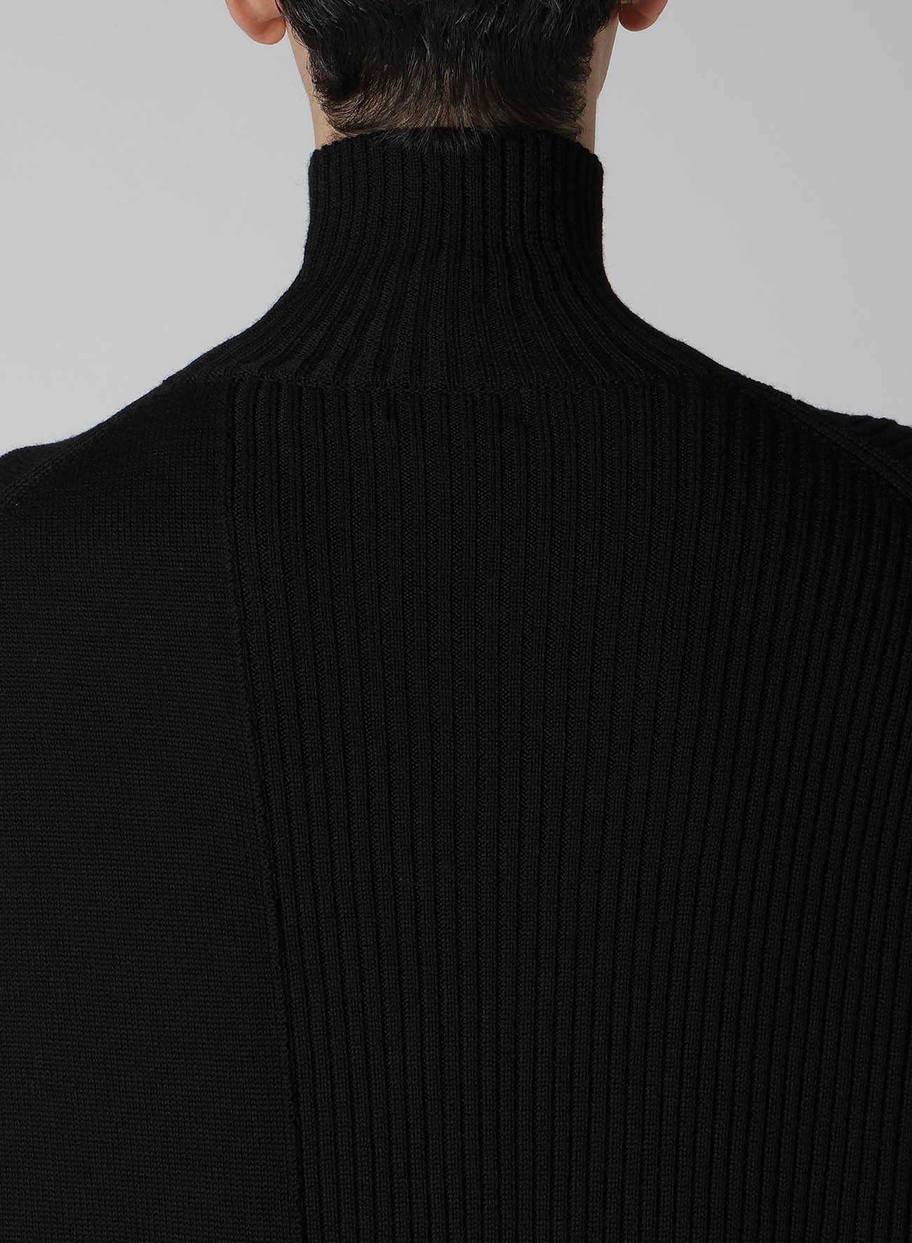 7G RIB JERSEY SWITCHING HIGH NECK KNIT