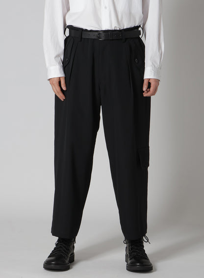 WOOL GABARDINE FRONT TUCK PANTS